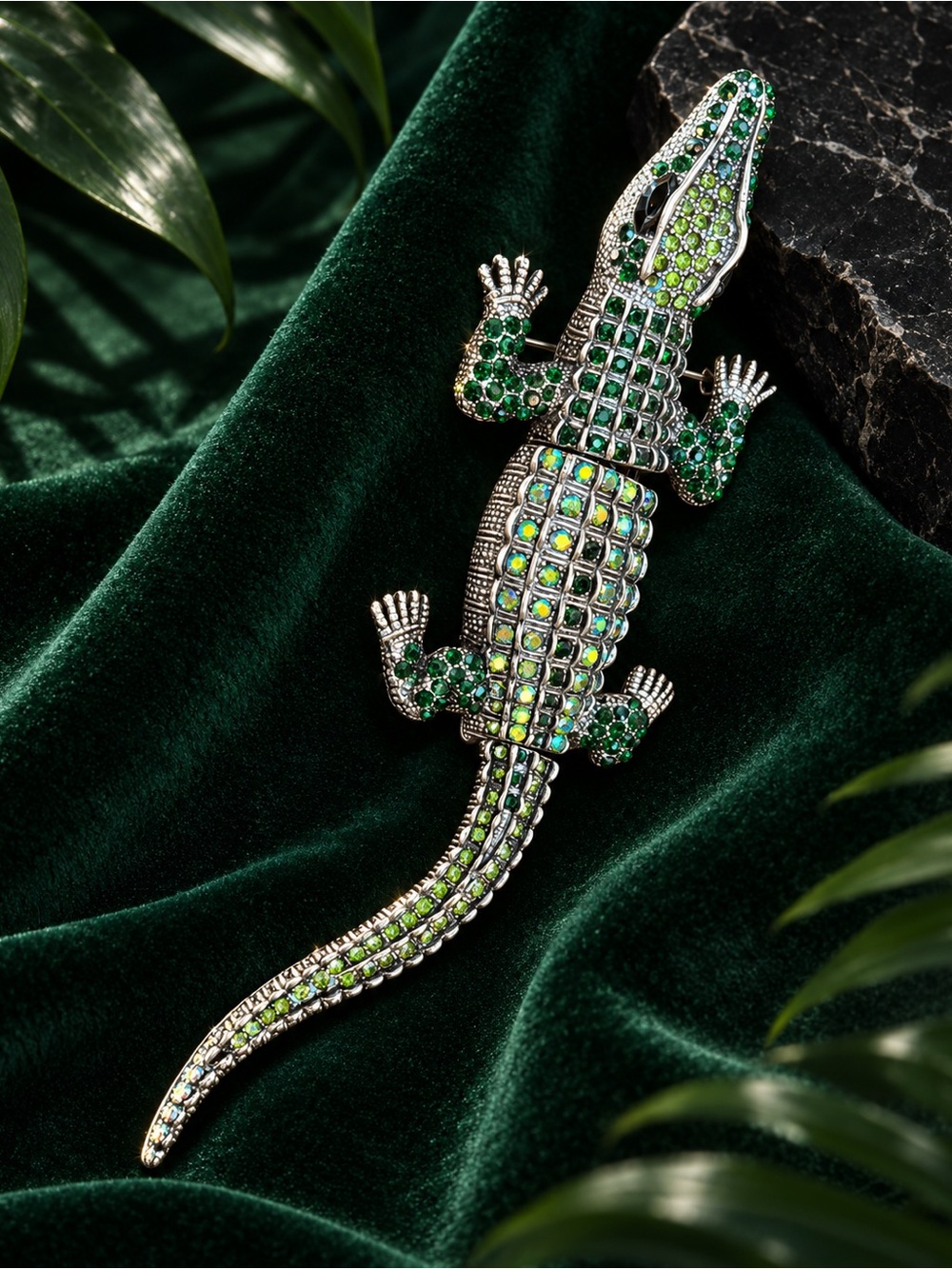 Brooches Alligator Brooch Green Crystal Alligator Brooch Pin